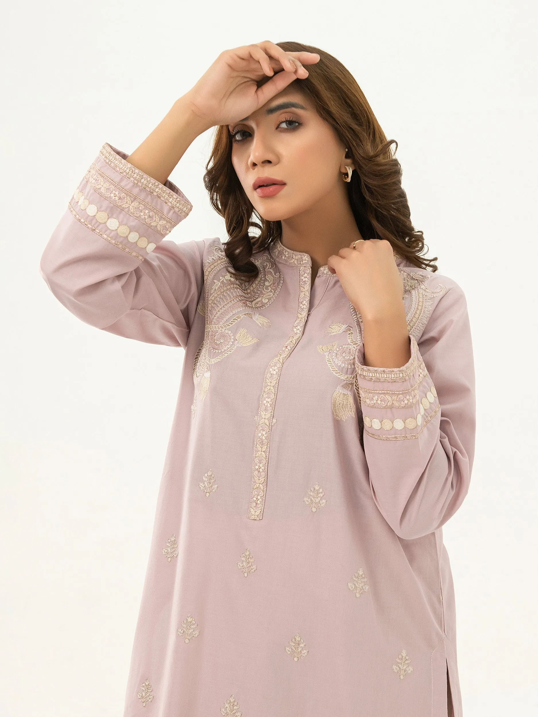 2 Piece Cambric Suit-Embroidered (Pret)