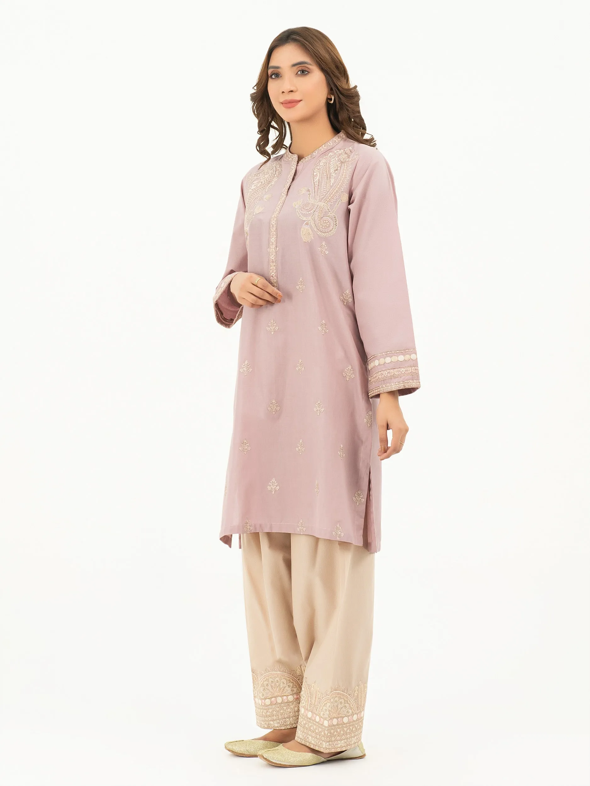 2 Piece Cambric Suit-Embroidered (Pret)