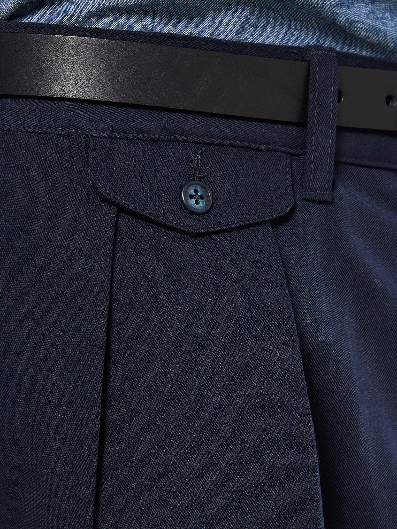 2 Pleats Trousers Twill in Navy