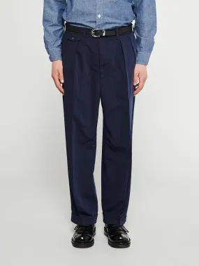 2 Pleats Trousers Twill in Navy