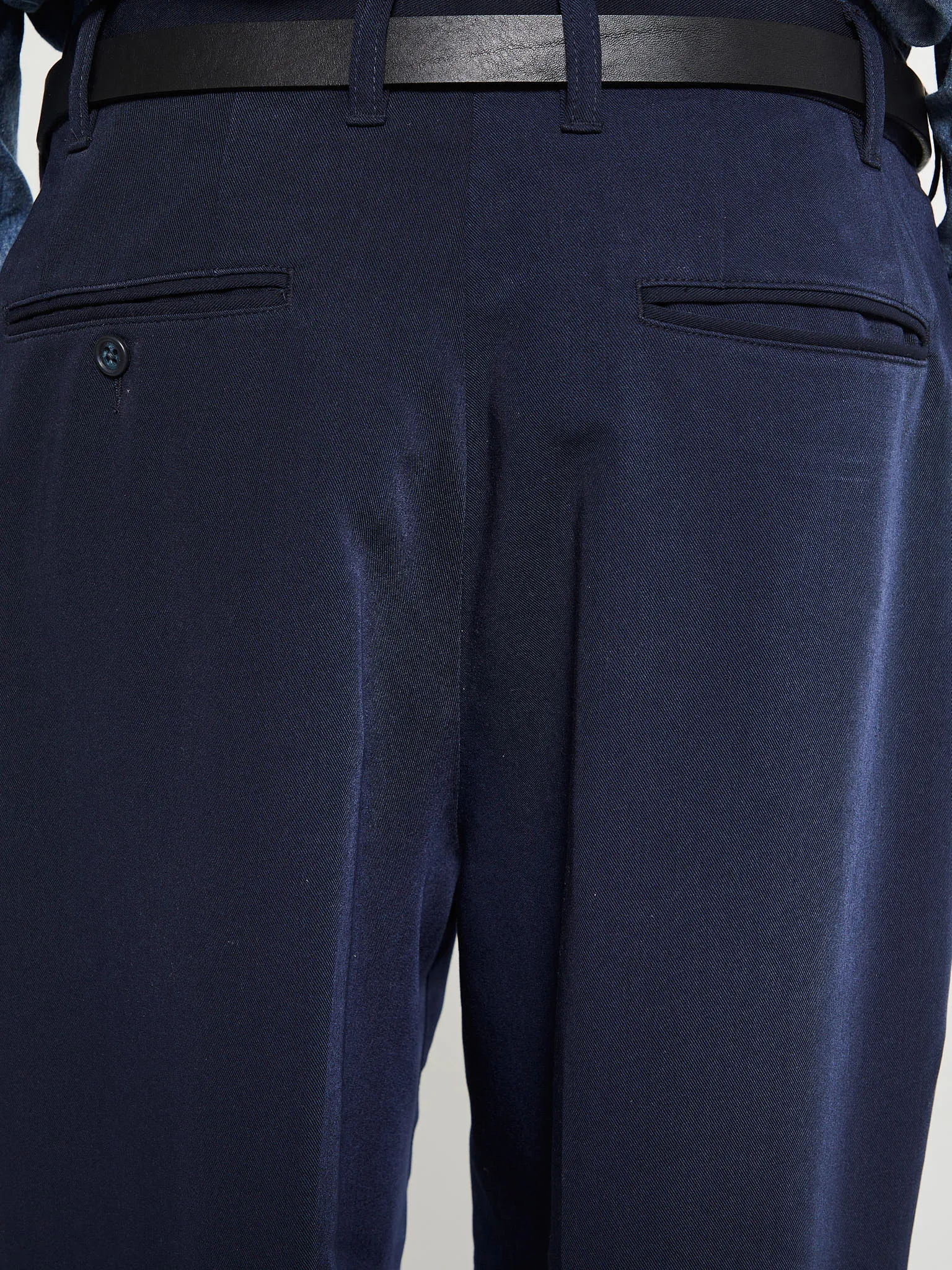 2 Pleats Trousers Twill in Navy