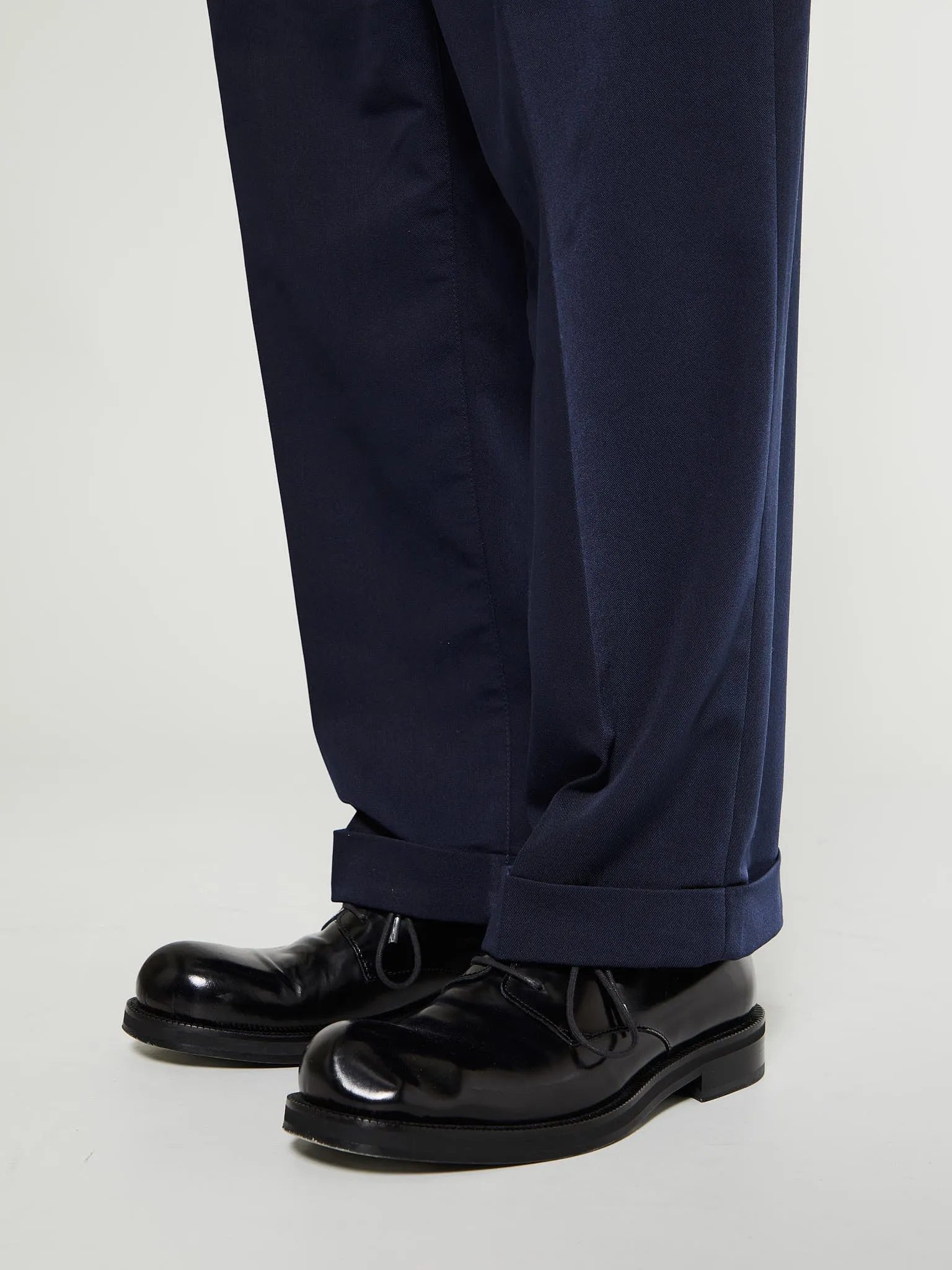 2 Pleats Trousers Twill in Navy