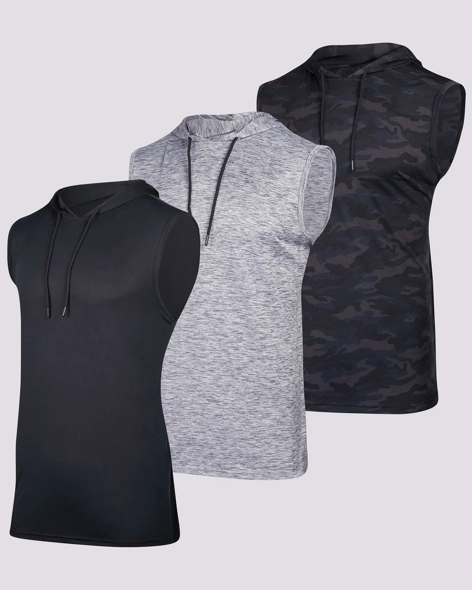 3 Pack: Men’s Dry-Fit Active Tank Top Hoodie