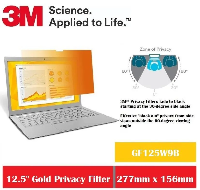 3M GF125W9B Gold Privacy Filter (156.1 mm X 277.2 mm) 8751