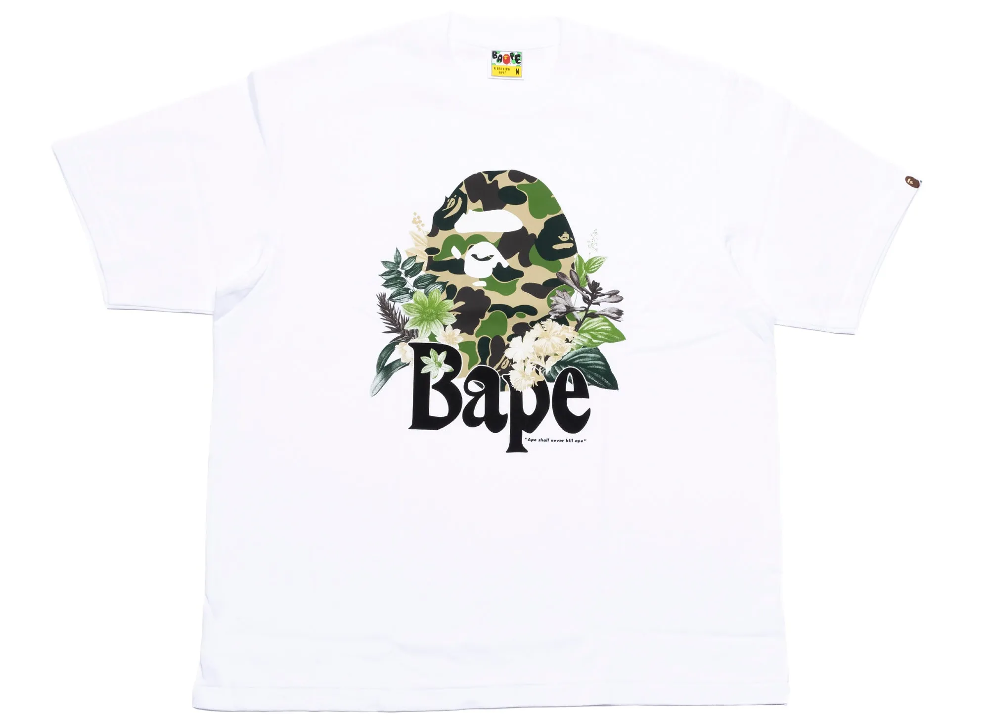 A Bathing Ape Floral Big Ape Head Tee in White