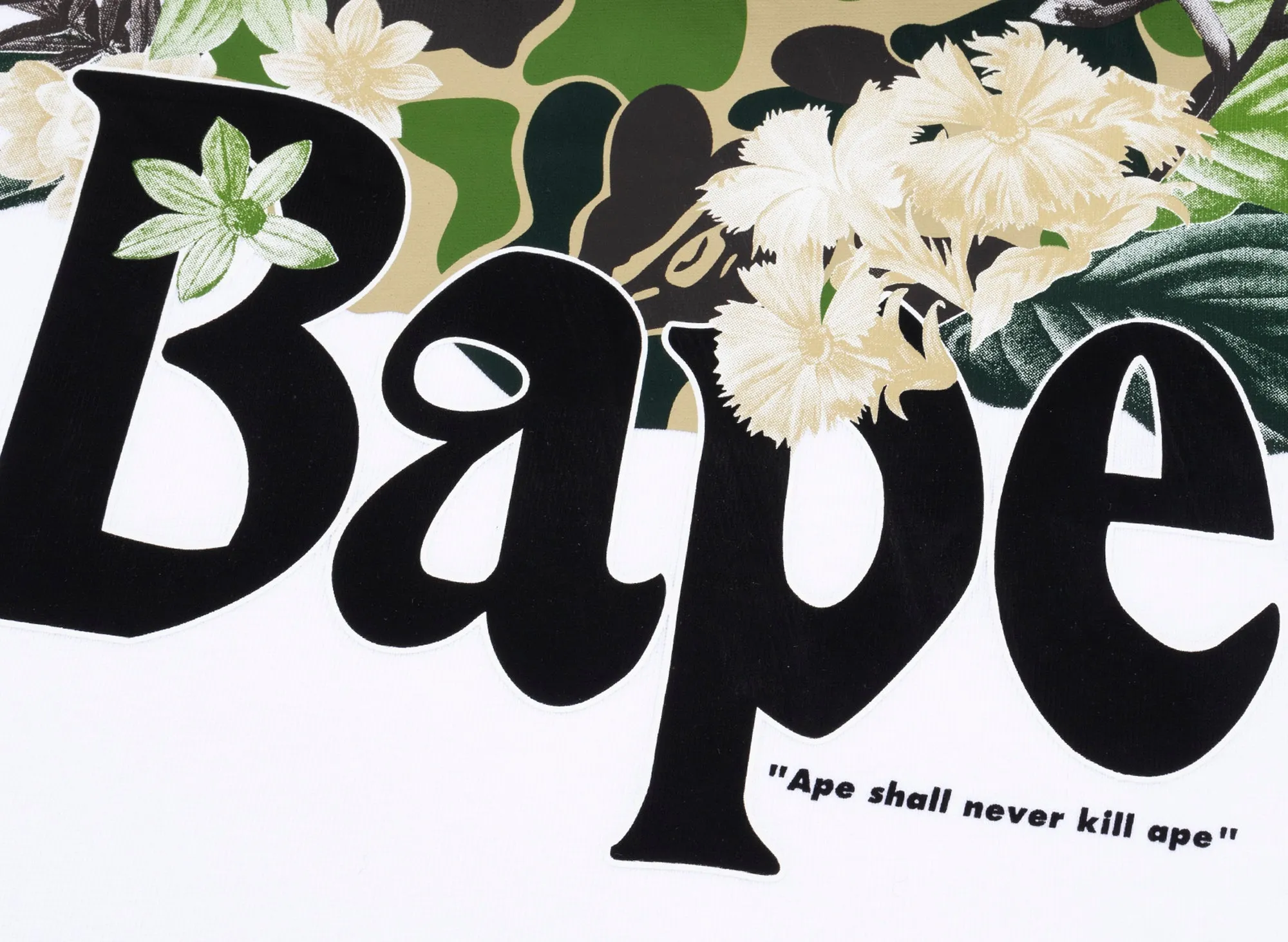 A Bathing Ape Floral Big Ape Head Tee in White