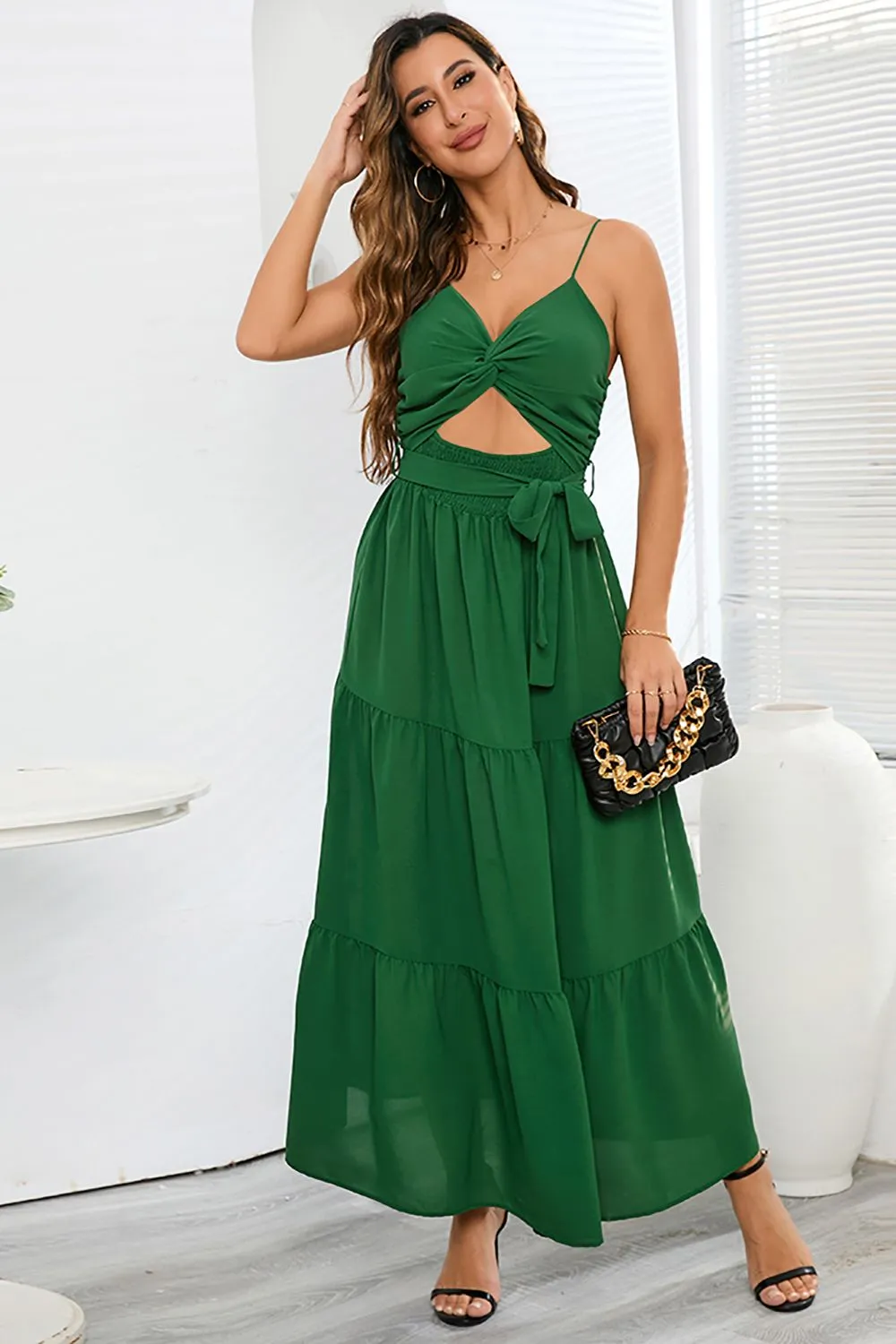 A-Line Cut Out Black Summer Dress