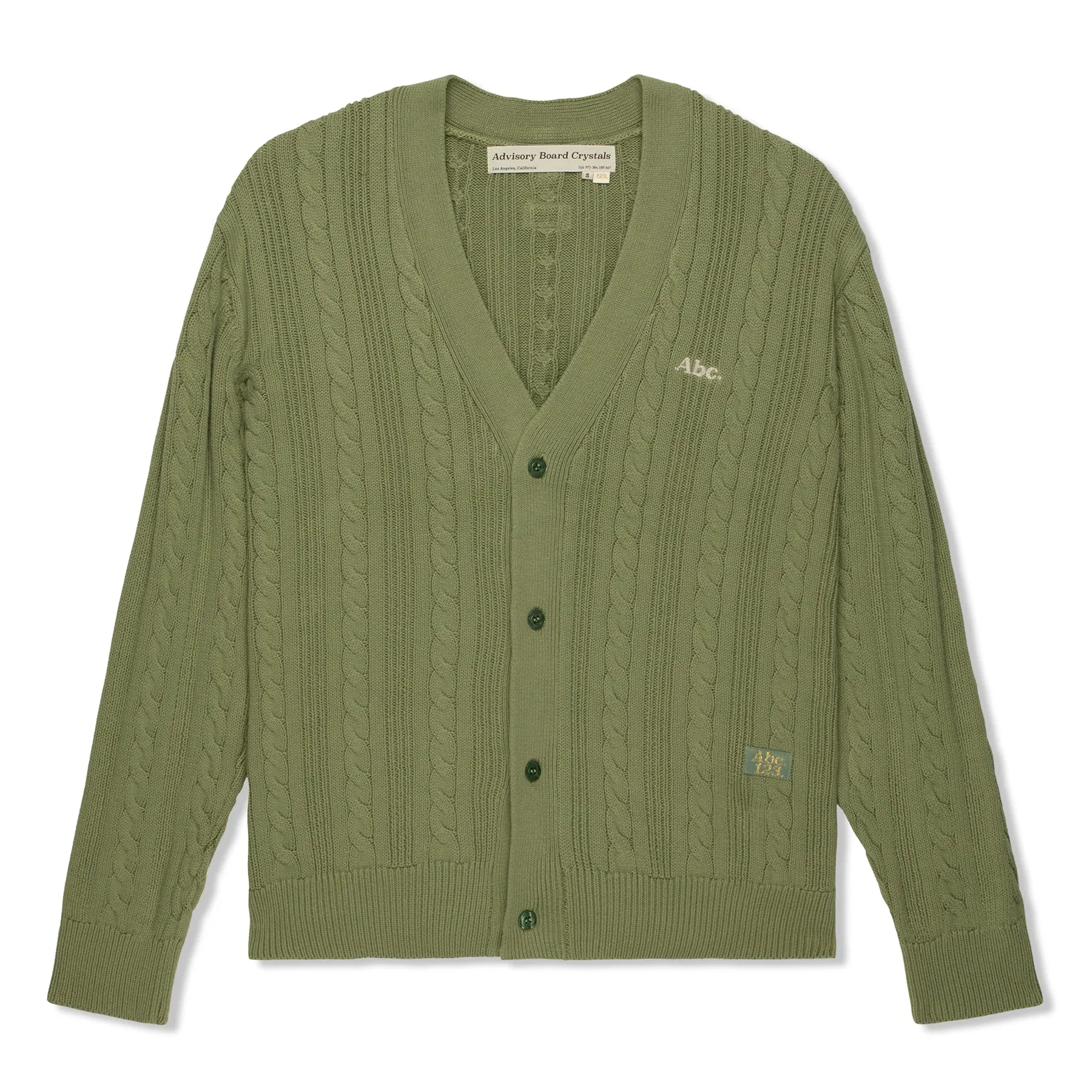Advisory Board Crystals Abc. 123. Cableknit Cardigan (Aventurine Green)
