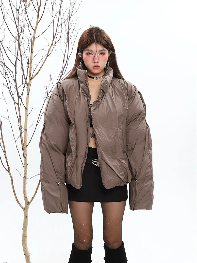 Aimee Solid Color Zip Up Bomber Turtleneck Long Sleeve Jacket