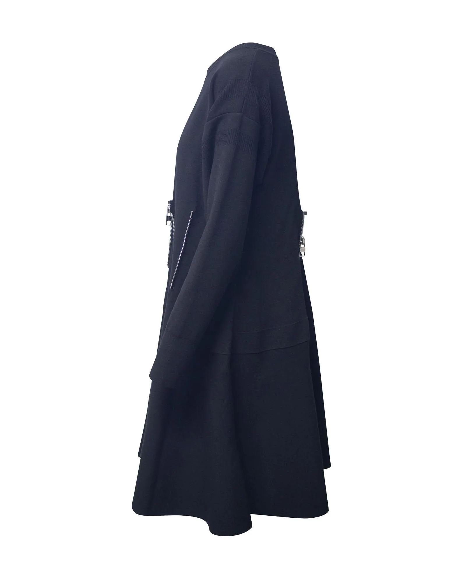 Alexander Mcqueen Pintuck Zip Dress in Black Wool