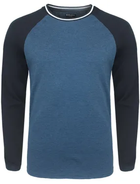 Altaria Long Sleeve Raglan Top in Blue Marl / Navy
