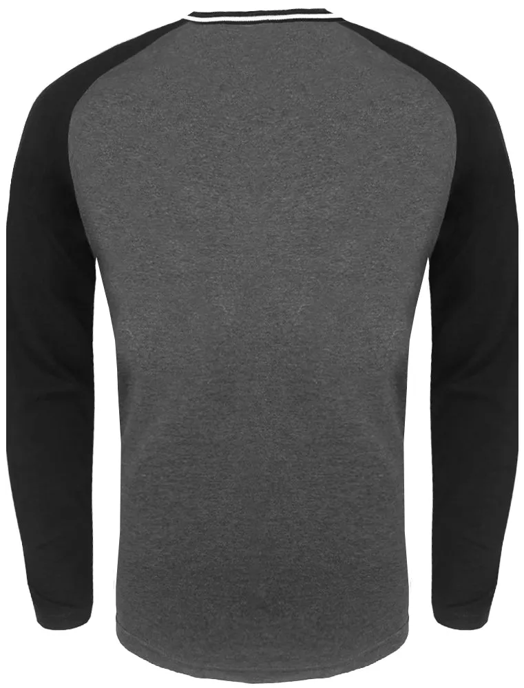 Altaria Long Sleeve Raglan Top in Charcoal Marl / Black