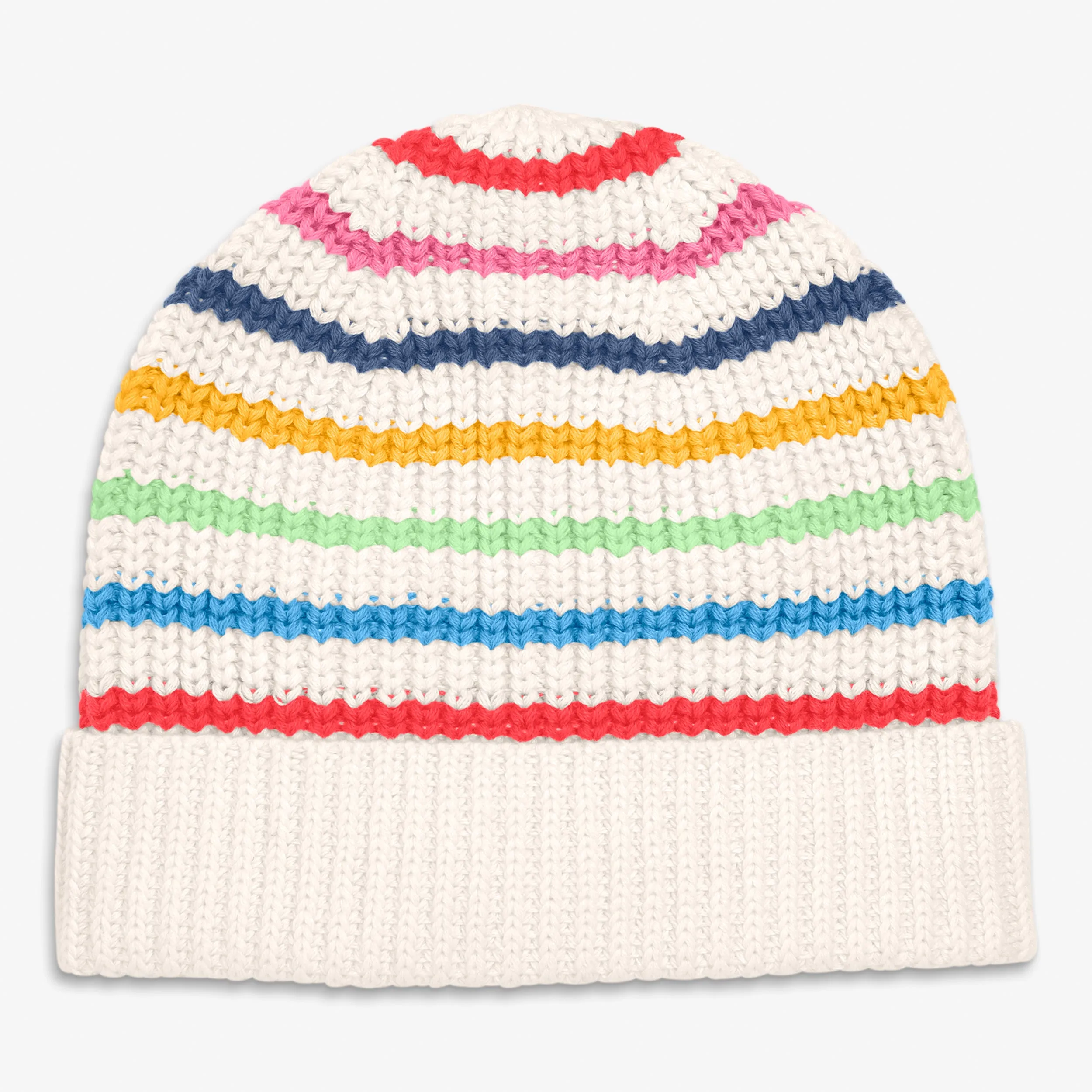 Baby cotton beanie in rainbow stripe