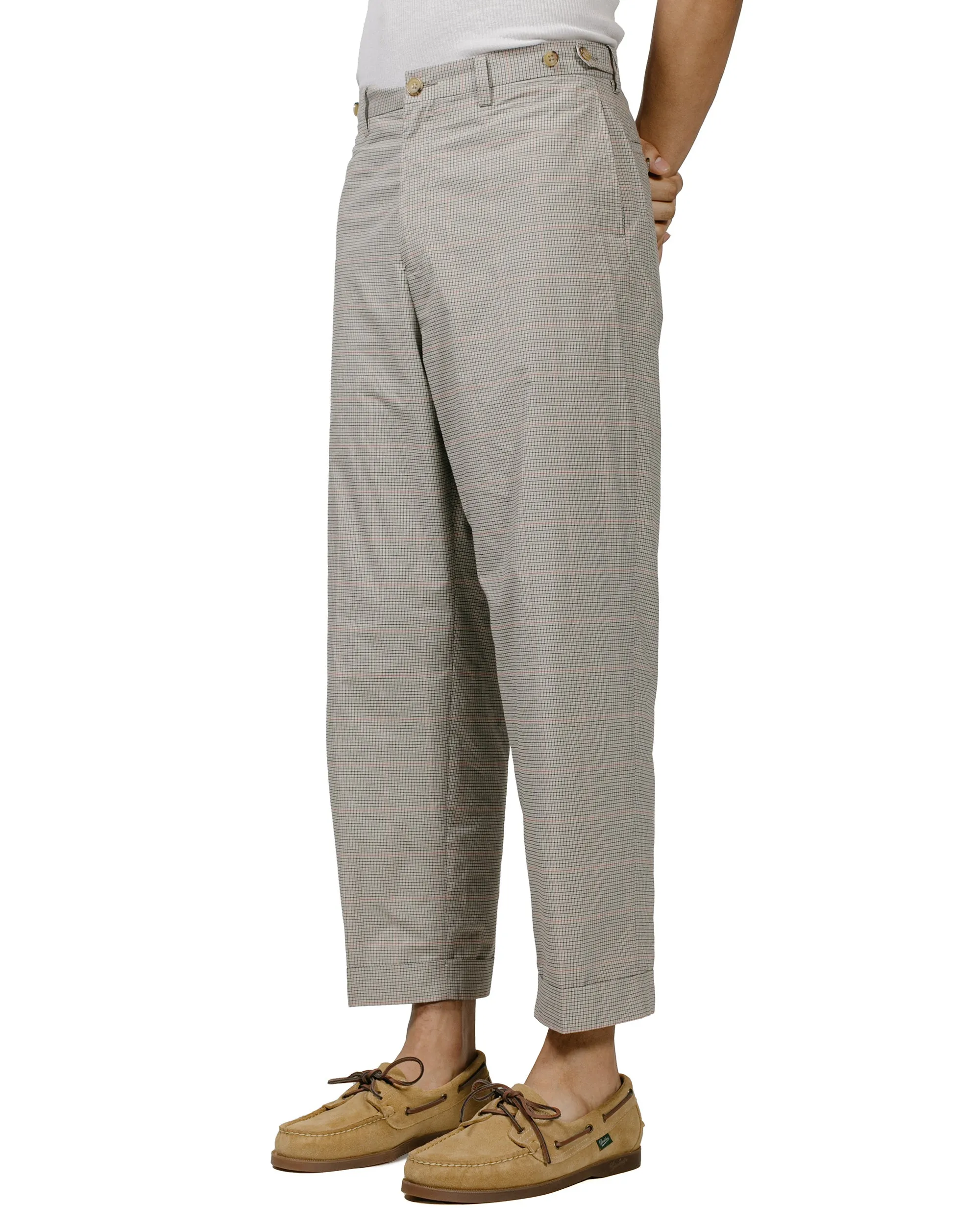 Beams Plus IVY Trousers Wide PE Plaid Beige