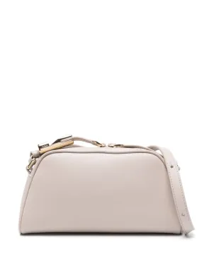 BEIGE LEATHER BAG WITH LOGO