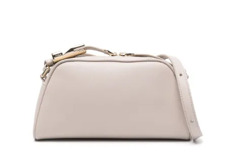 BEIGE LEATHER BAG WITH LOGO