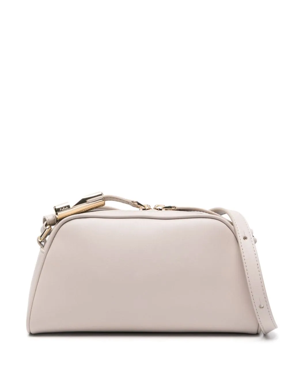 BEIGE LEATHER BAG WITH LOGO