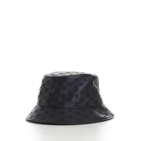 Black Leather Bucket Hat - Mini Triomphe Embroidery