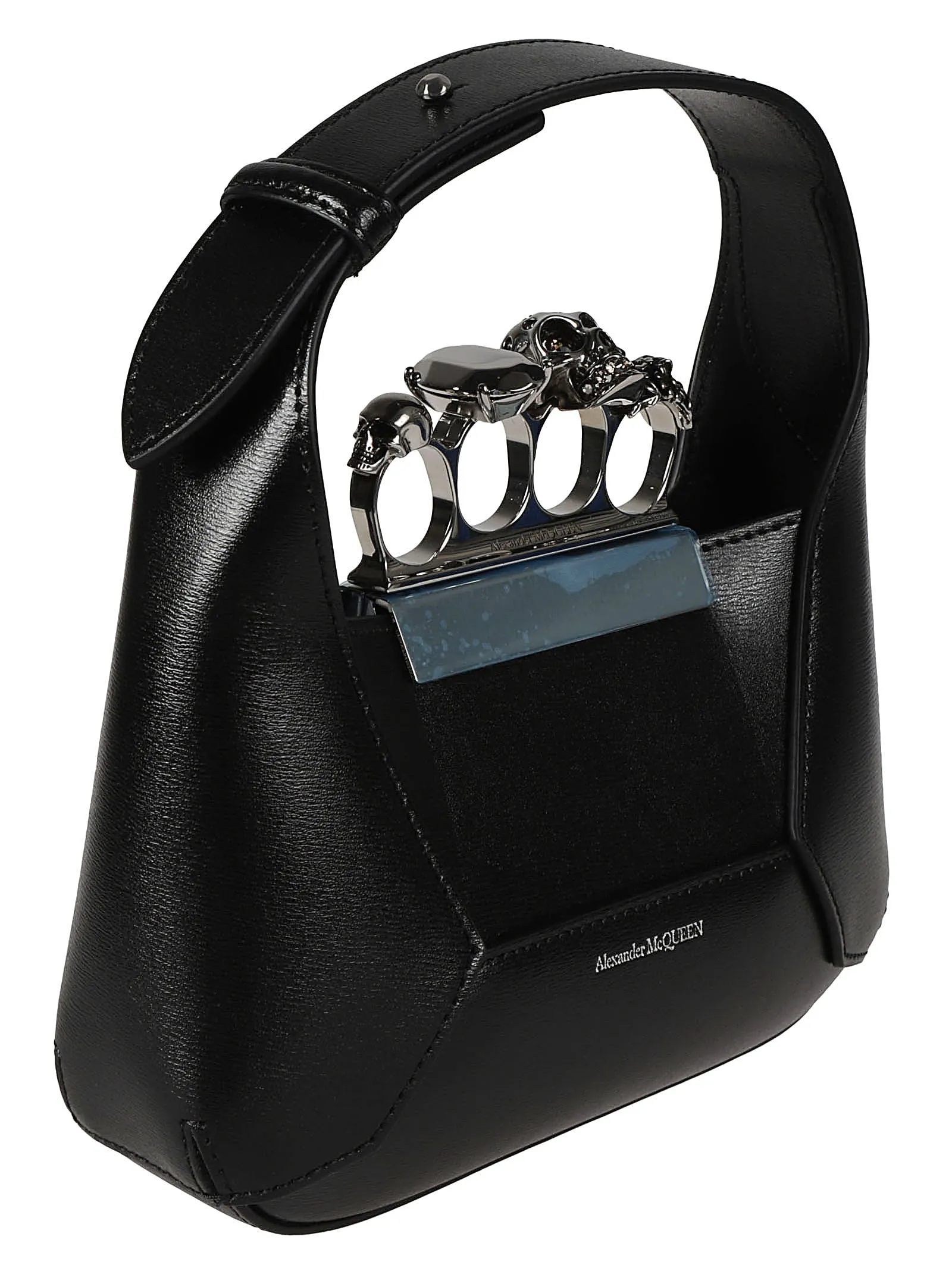 BLACK LEATHER RING WITH SWAROVSKI