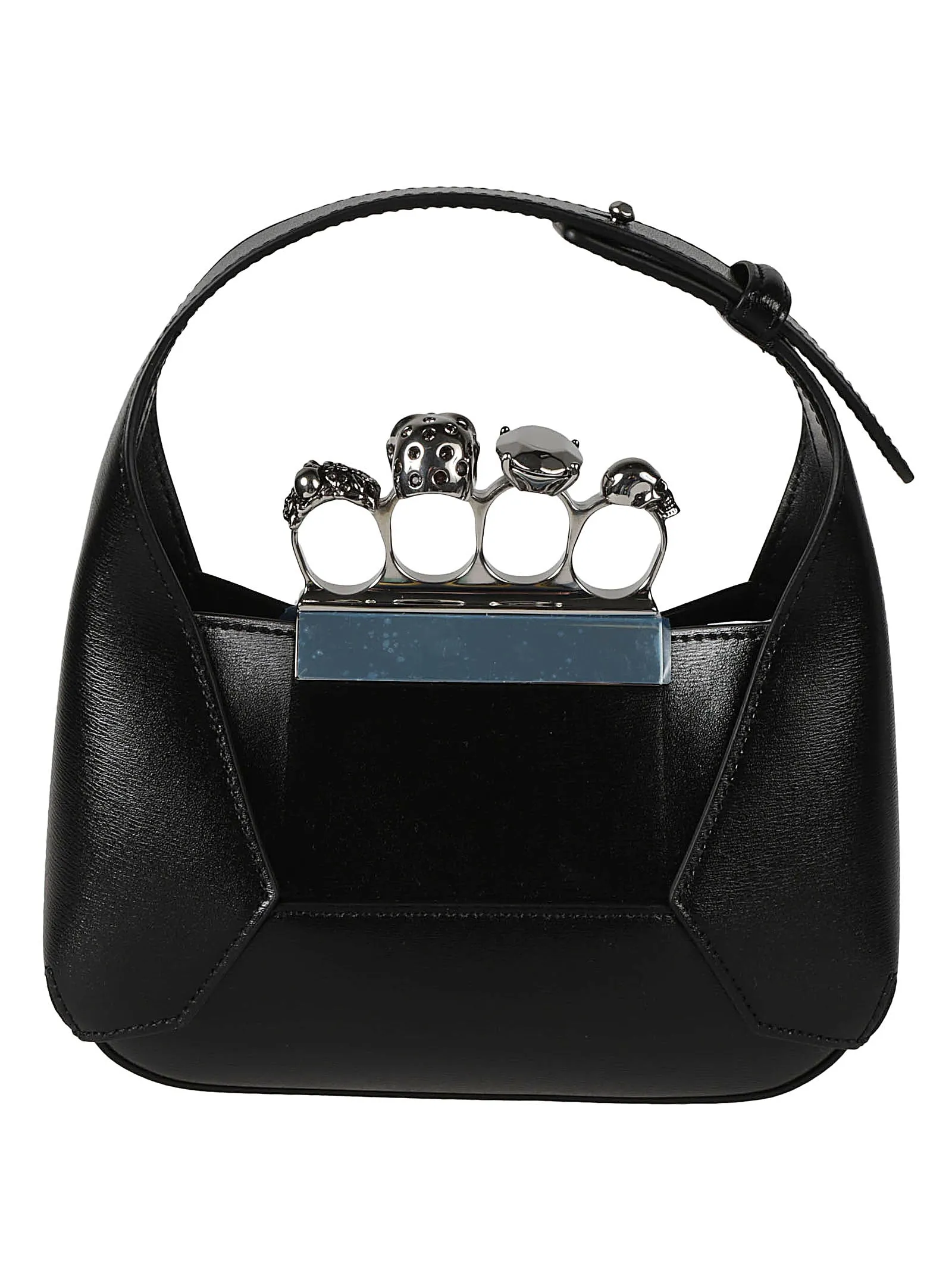 BLACK LEATHER RING WITH SWAROVSKI