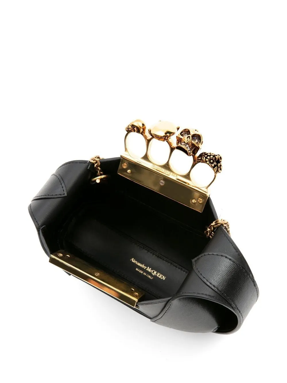 BLACK LEATHER RING WITH SWAROVSKI