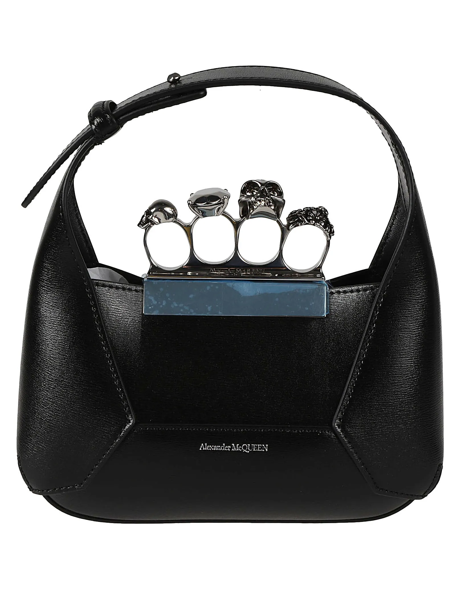 BLACK LEATHER RING WITH SWAROVSKI