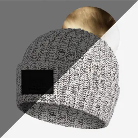 Black Speckled Pom Beanie (White Light Up Pom)
