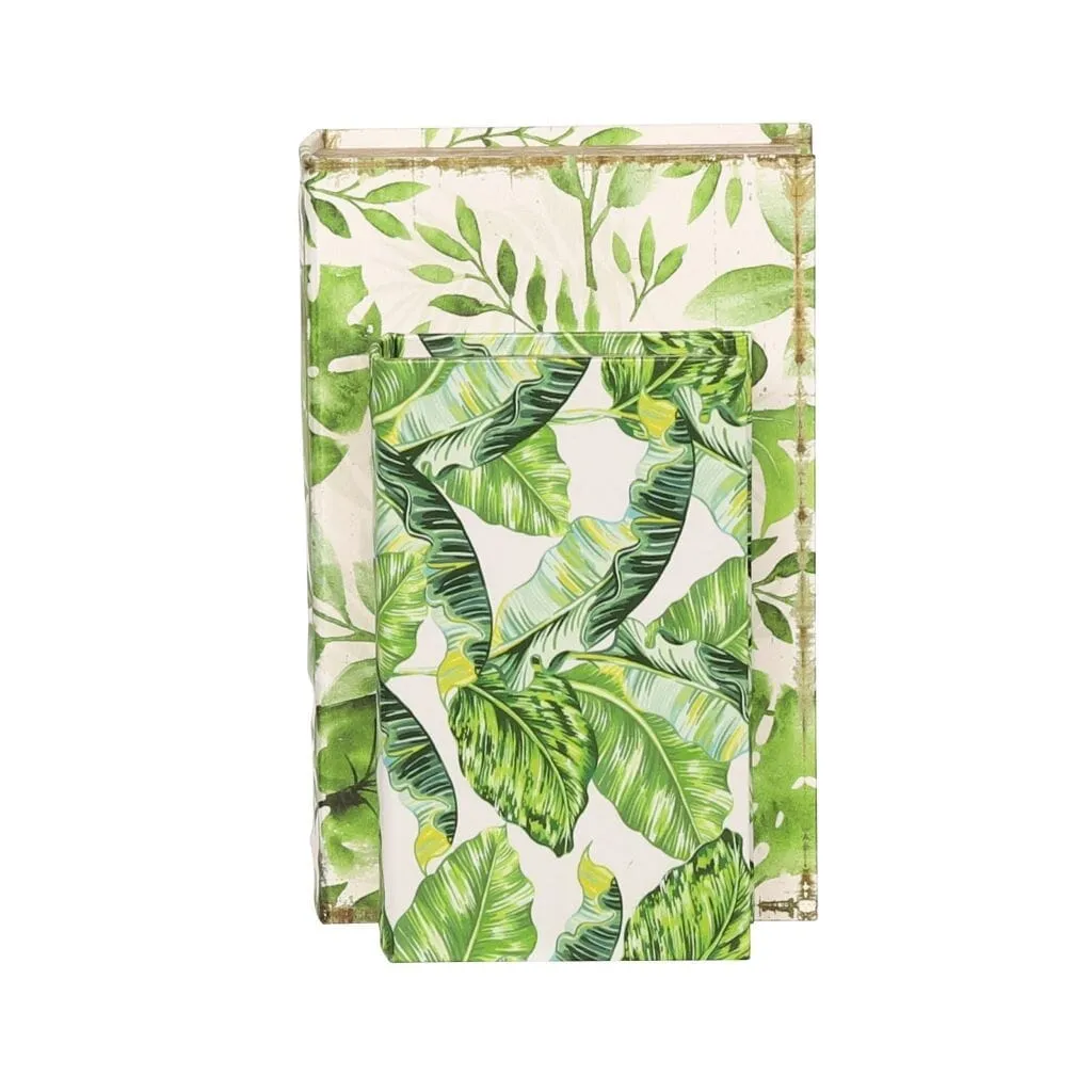 Botanical Green & White File Boxes - Set of 2