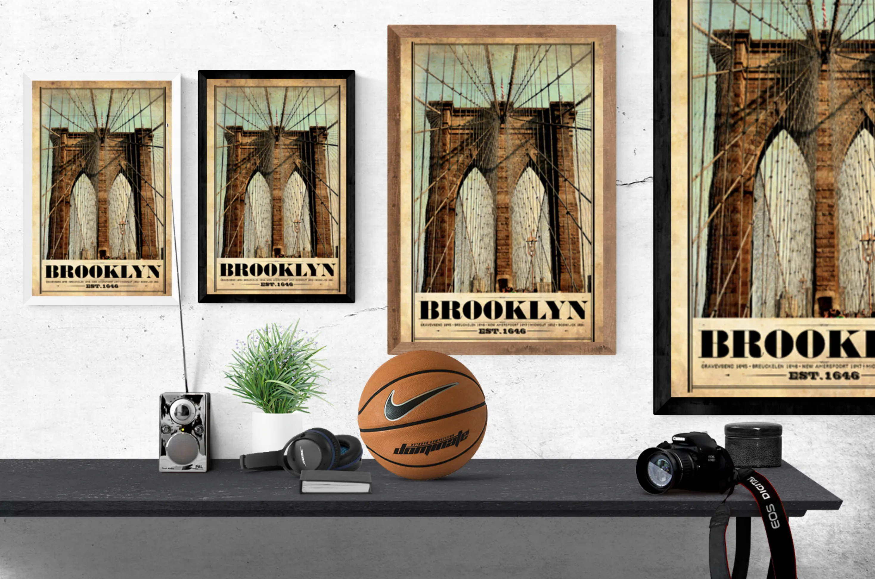 Brooklyn Bridge Vintage Travel Poster