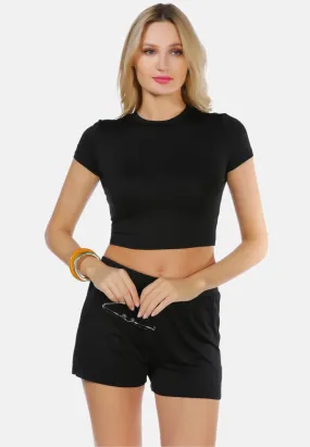 Casual Line Crew Neck Solid Top By Ruw