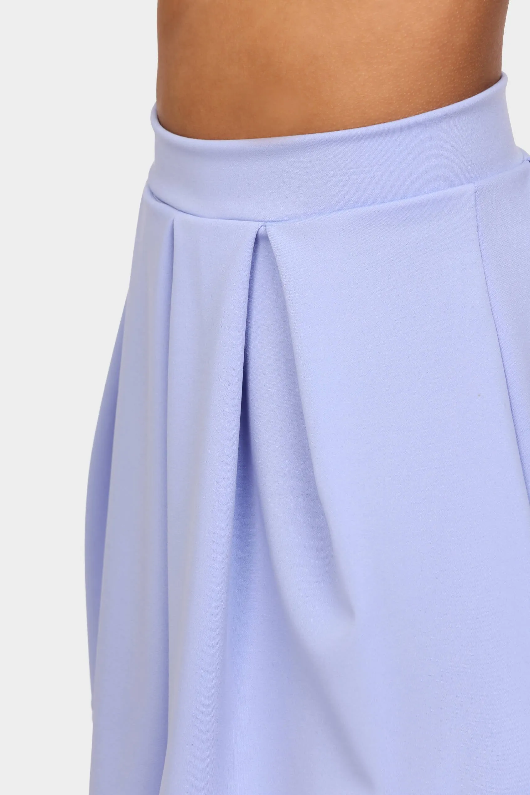 China-Blue Pleated Skater Skirt