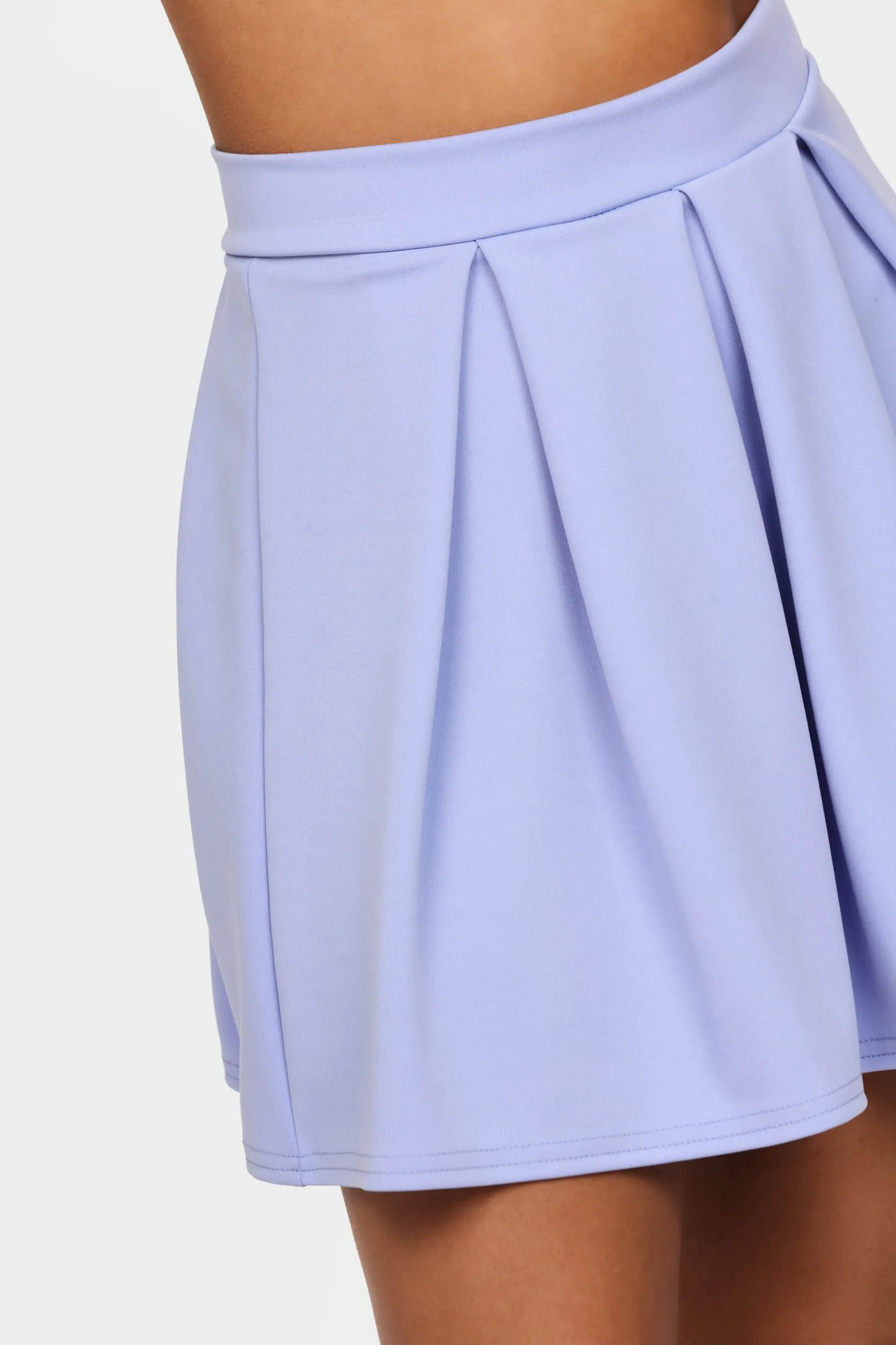 China-Blue Pleated Skater Skirt