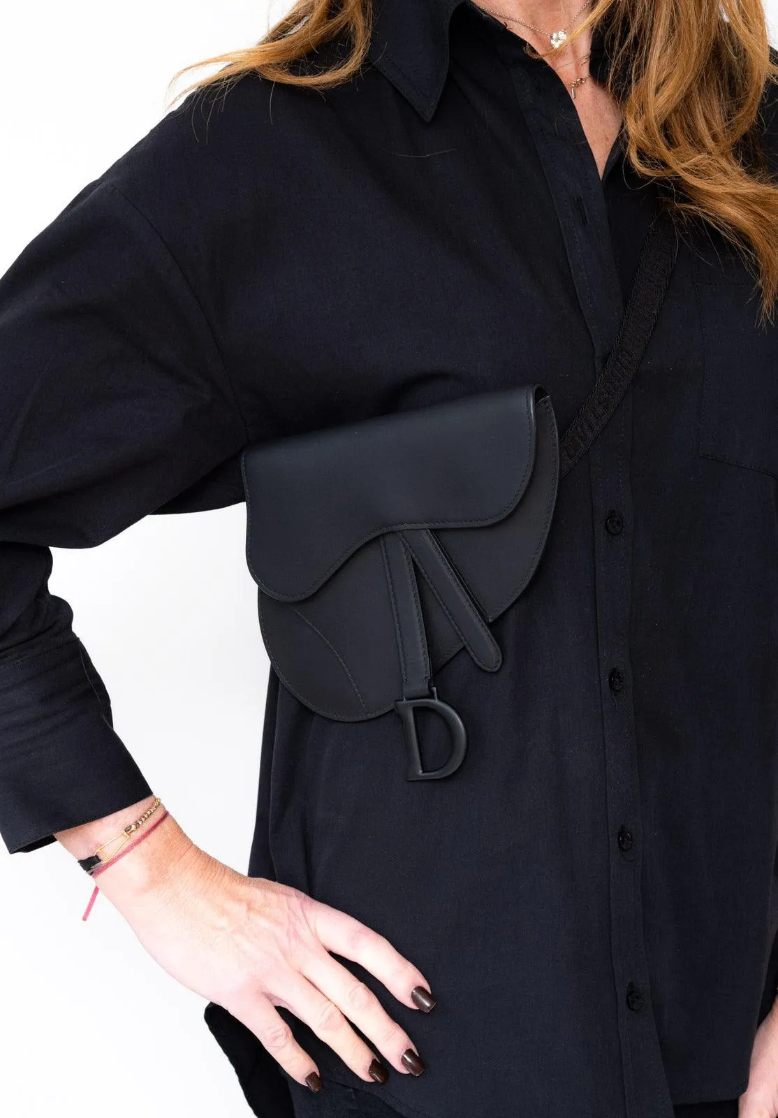 Christian Dior Matte Black Saddle Belt Bag