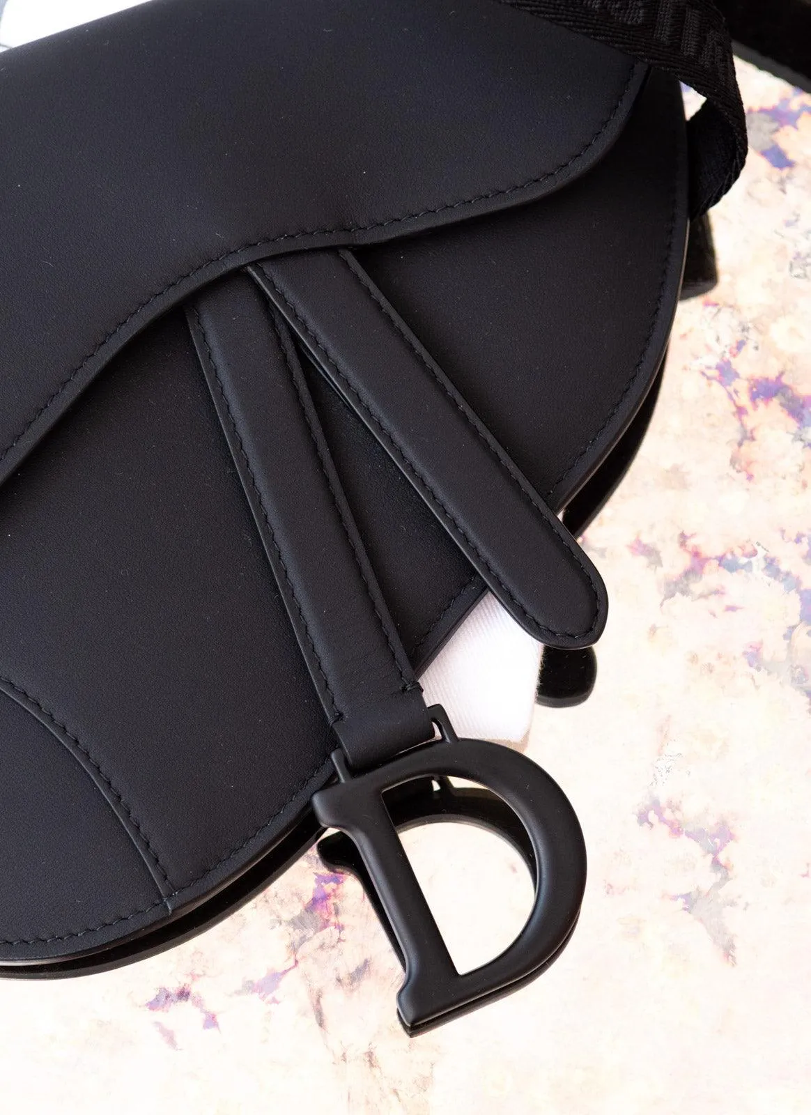 Christian Dior Matte Black Saddle Belt Bag