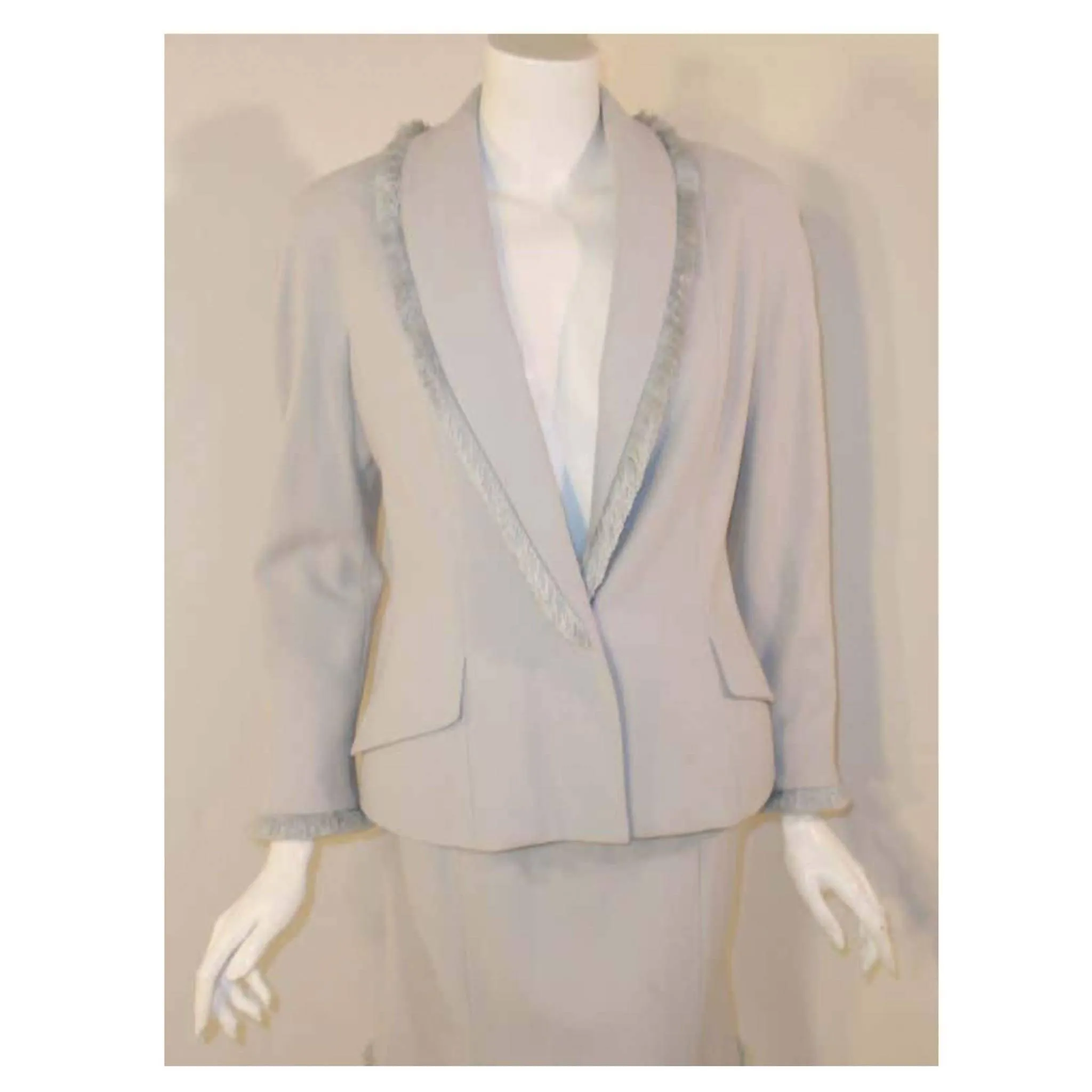 CHRISTIAN DIOR Two-Piece Light Blue Skirt Suit | Size US 10