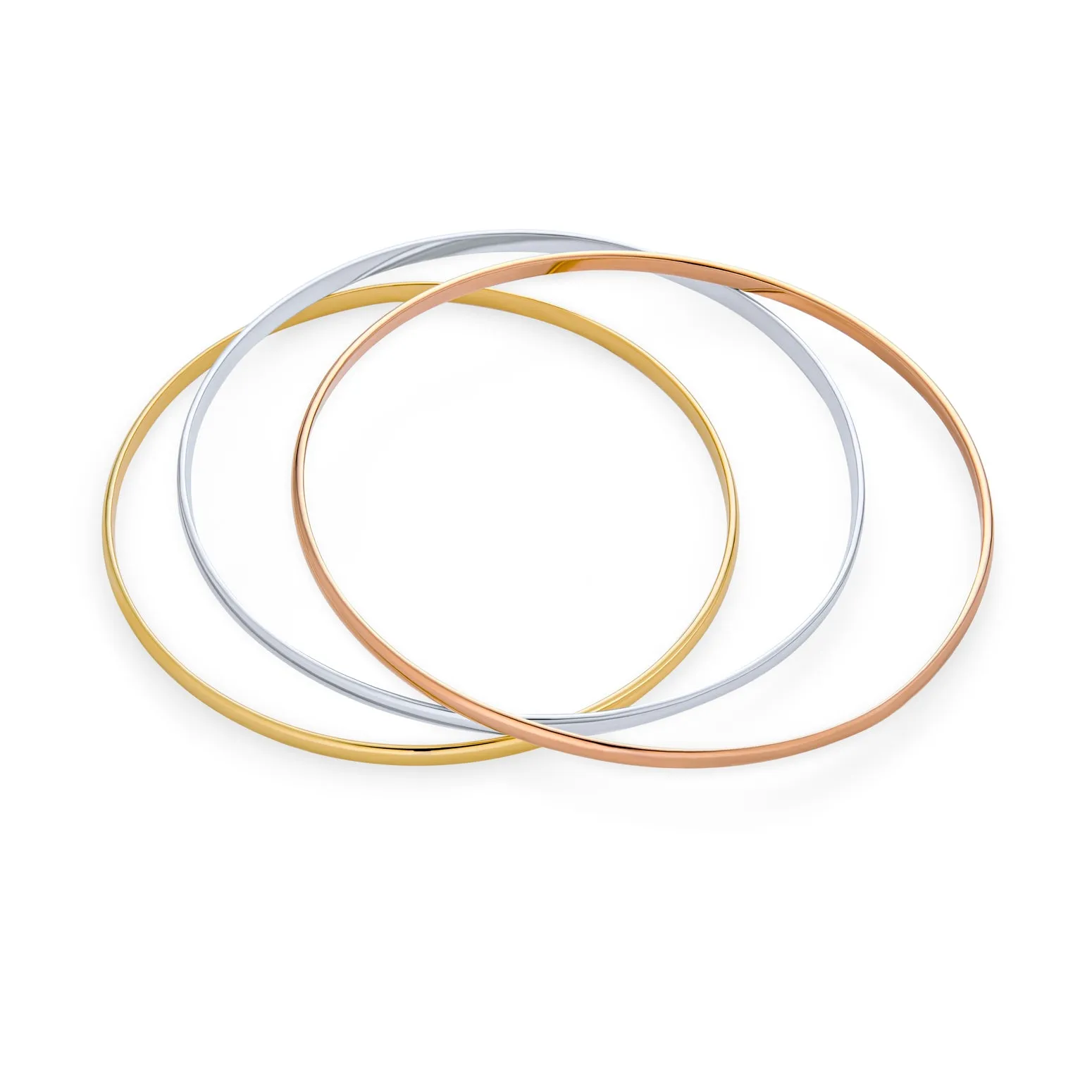 Classic Thin Simple Gold Plated Bangle Stacking Bracelet Set For Women