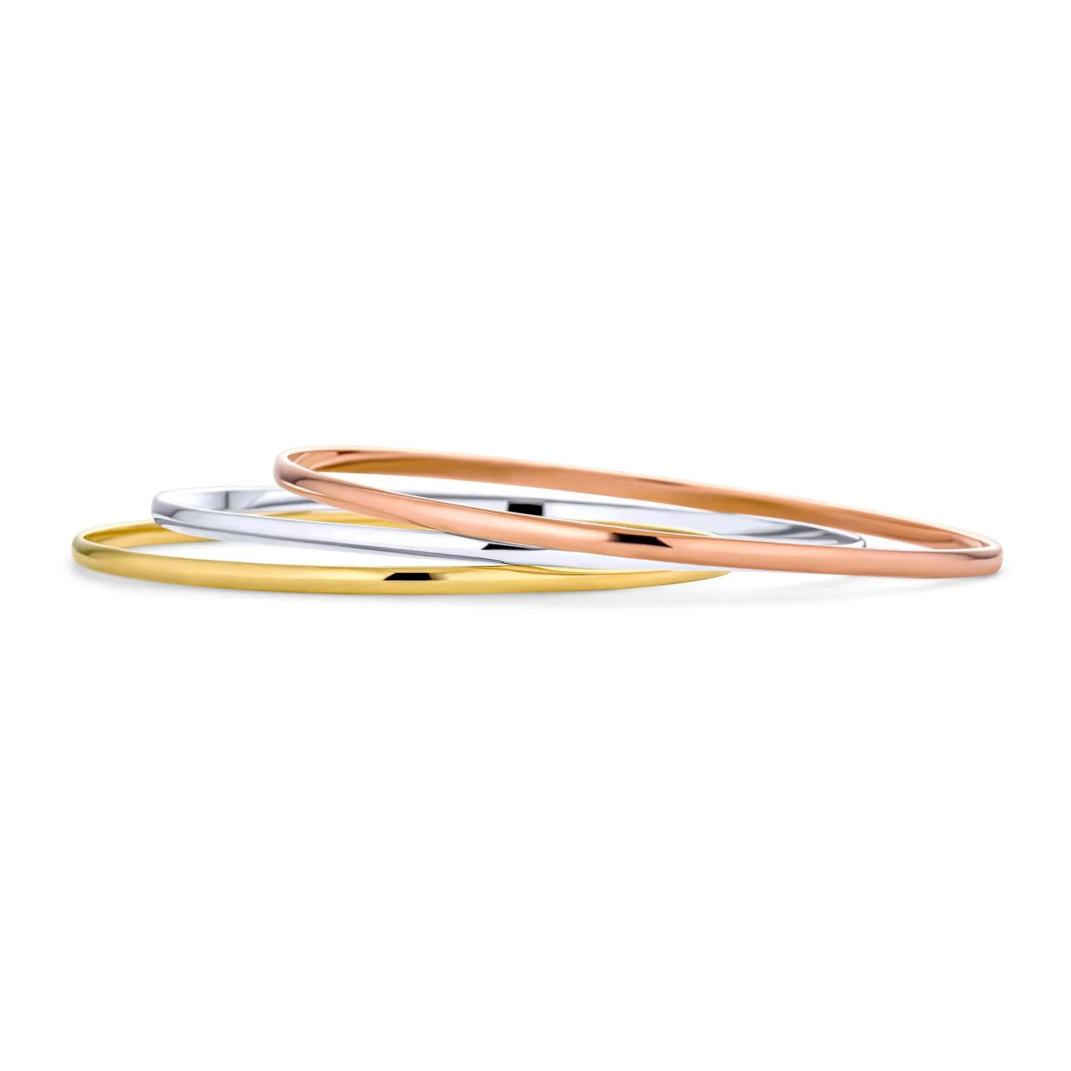 Classic Thin Simple Gold Plated Bangle Stacking Bracelet Set For Women