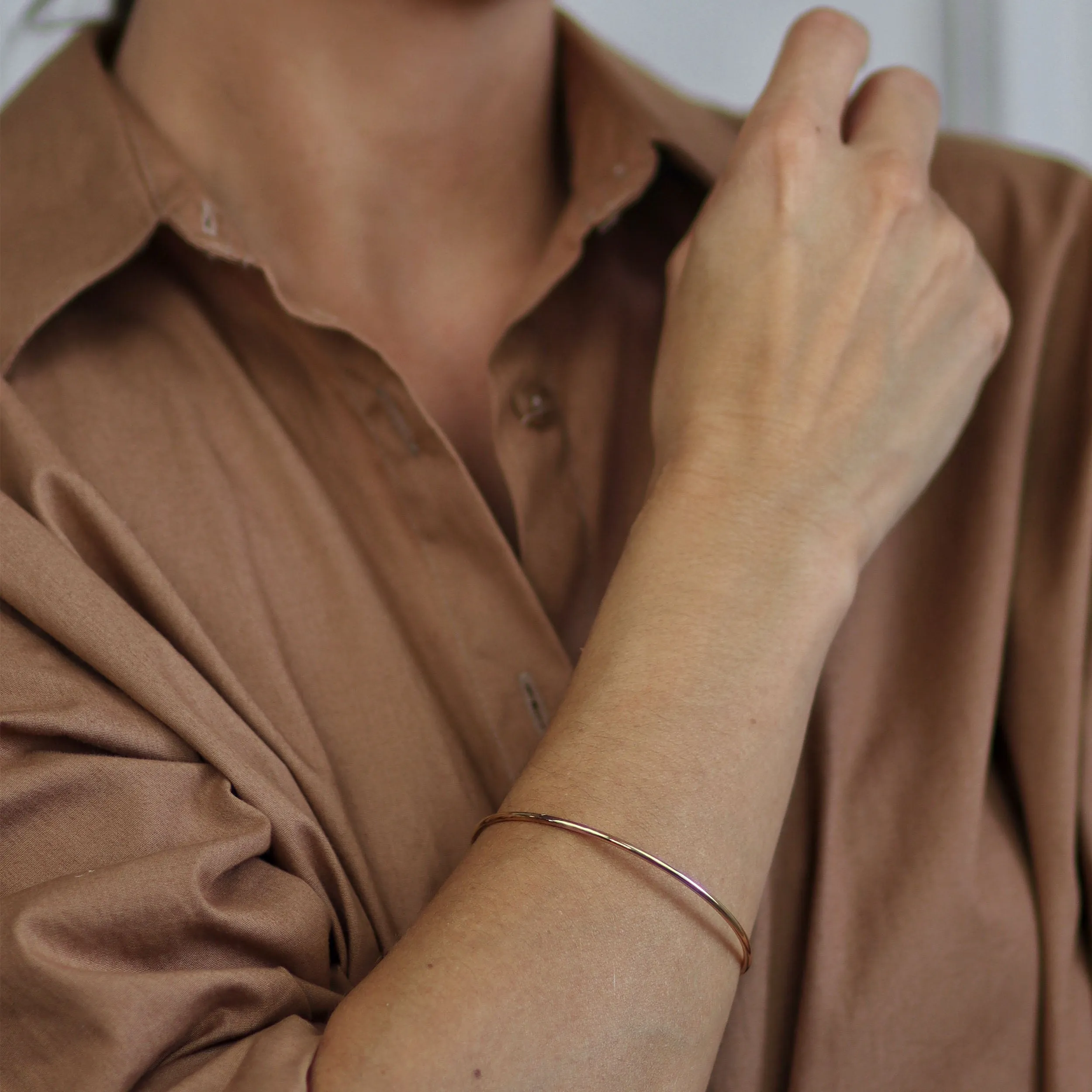 Classic Thin Simple Gold Plated Bangle Stacking Bracelet Set For Women
