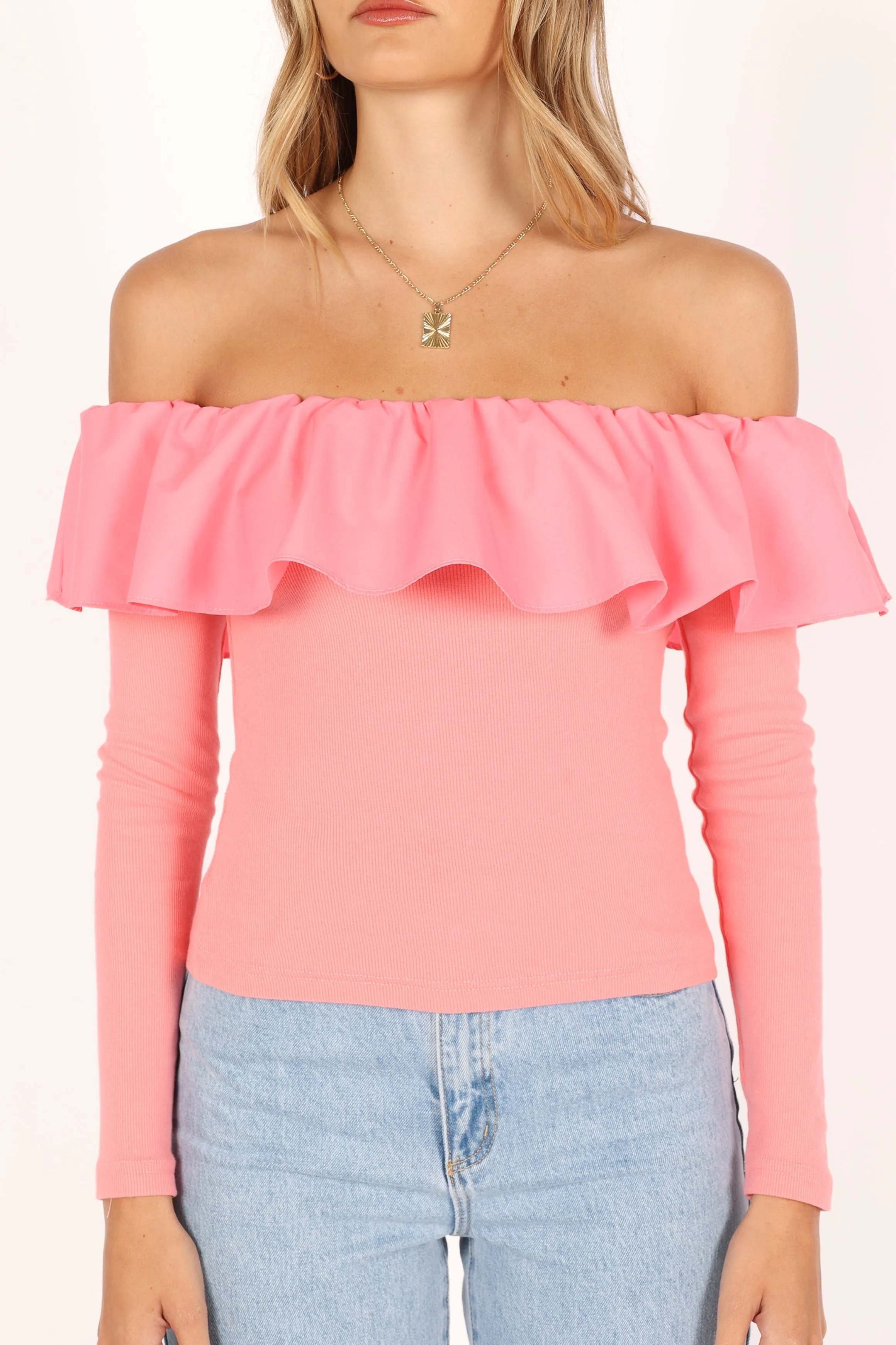 Cloe Off Shoulder Top - Pink