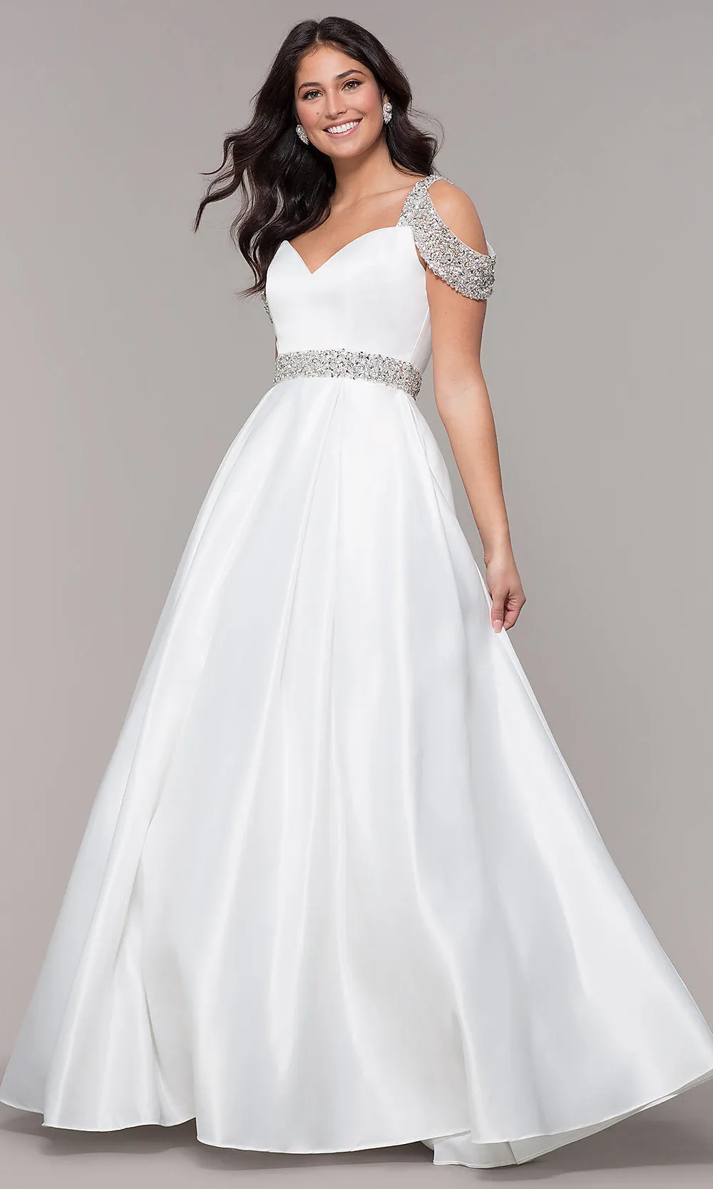Cold-Shoulder Sweetheart Long Prom Dress