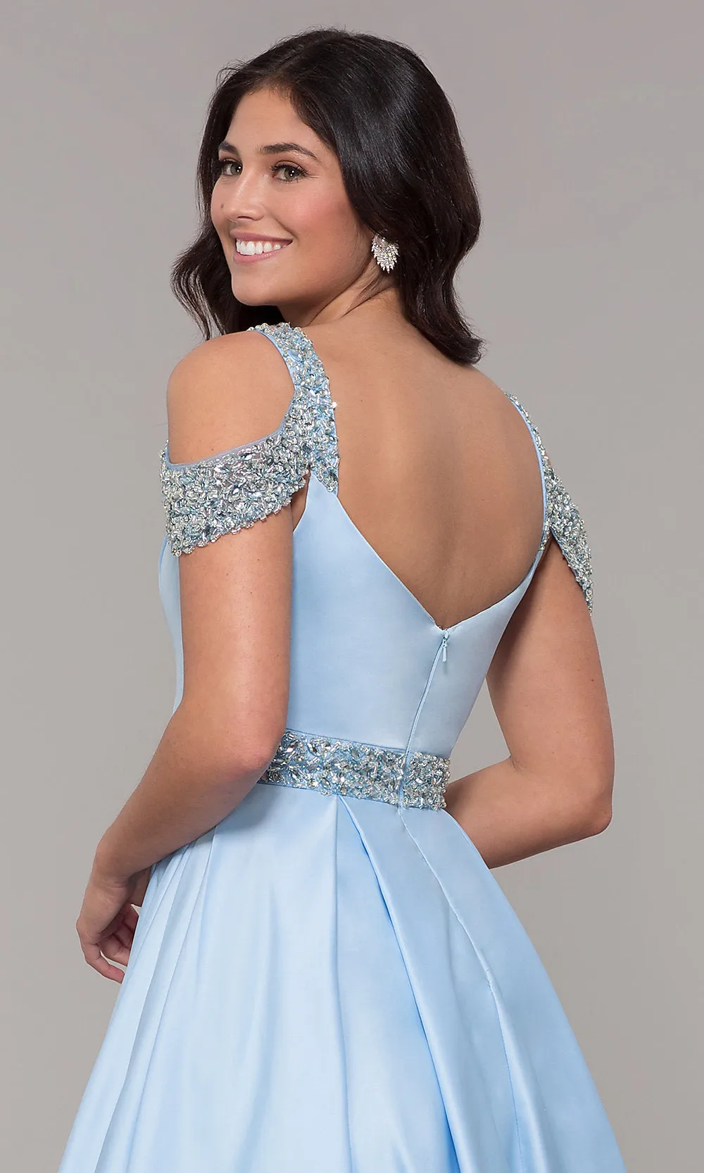 Cold-Shoulder Sweetheart Long Prom Dress