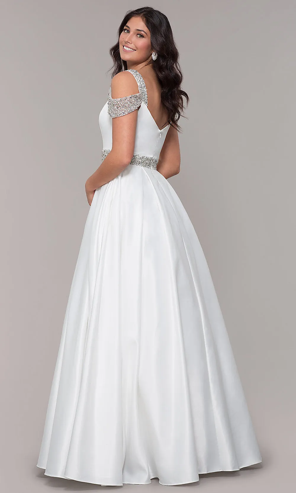 Cold-Shoulder Sweetheart Long Prom Dress