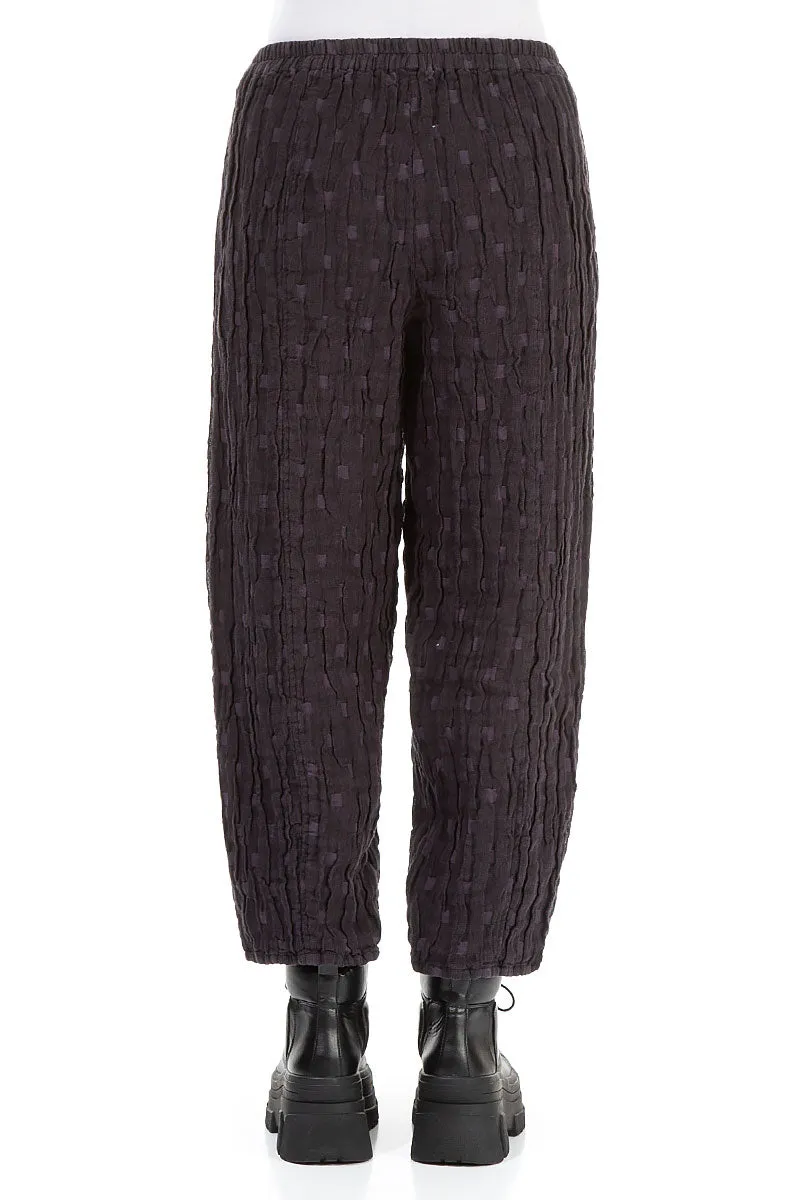 Cropped Taper Vintage Violet Textured Linen Trousers