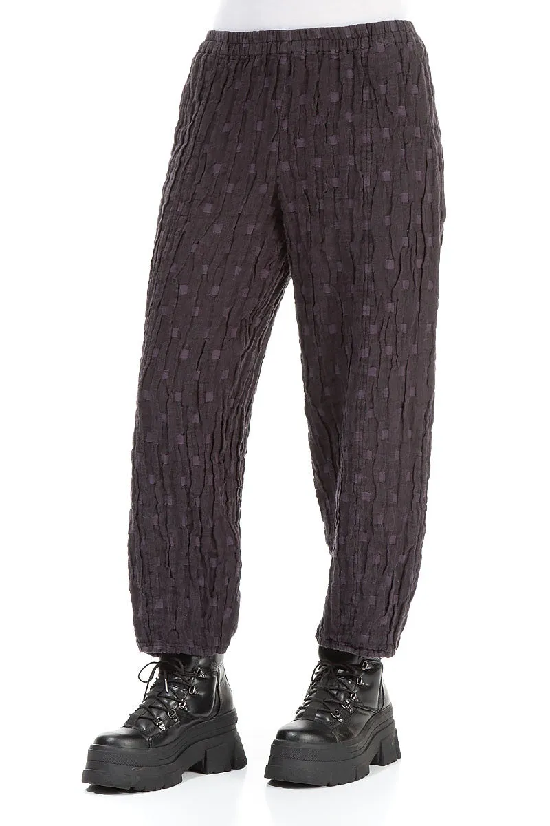 Cropped Taper Vintage Violet Textured Linen Trousers