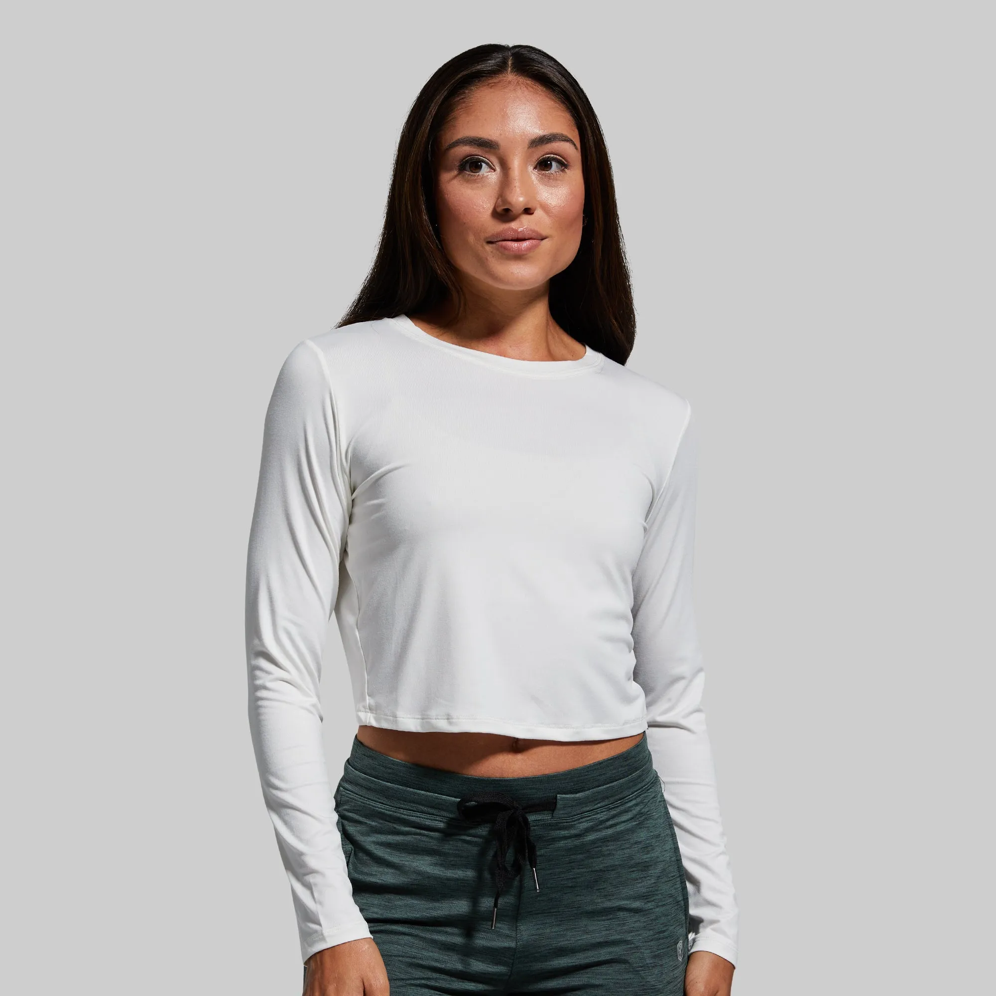 Cross You Off Cropped Long Sleeve (White)