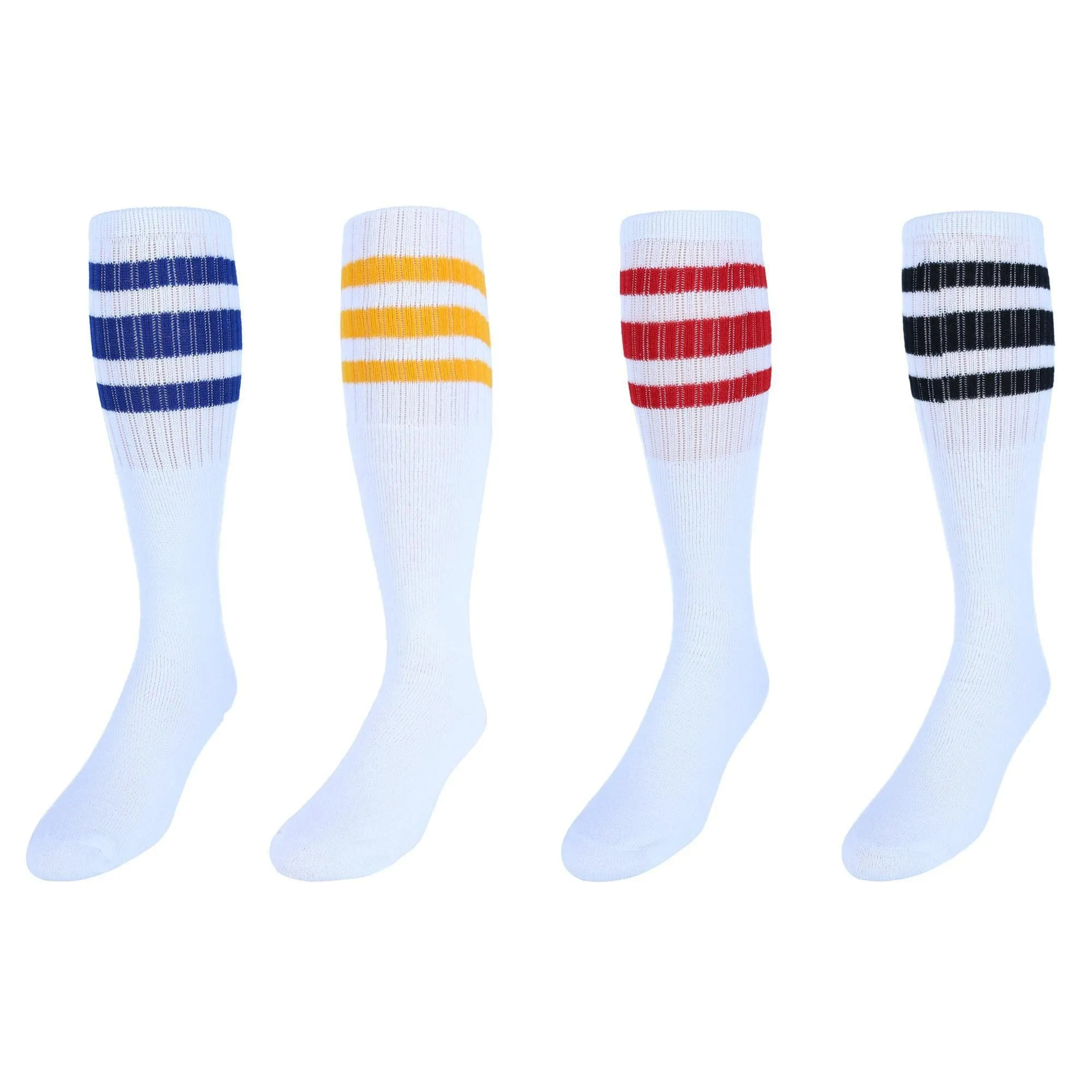 CTM® Men's Big and Tall Striped Tube Socks (4 Pairs)