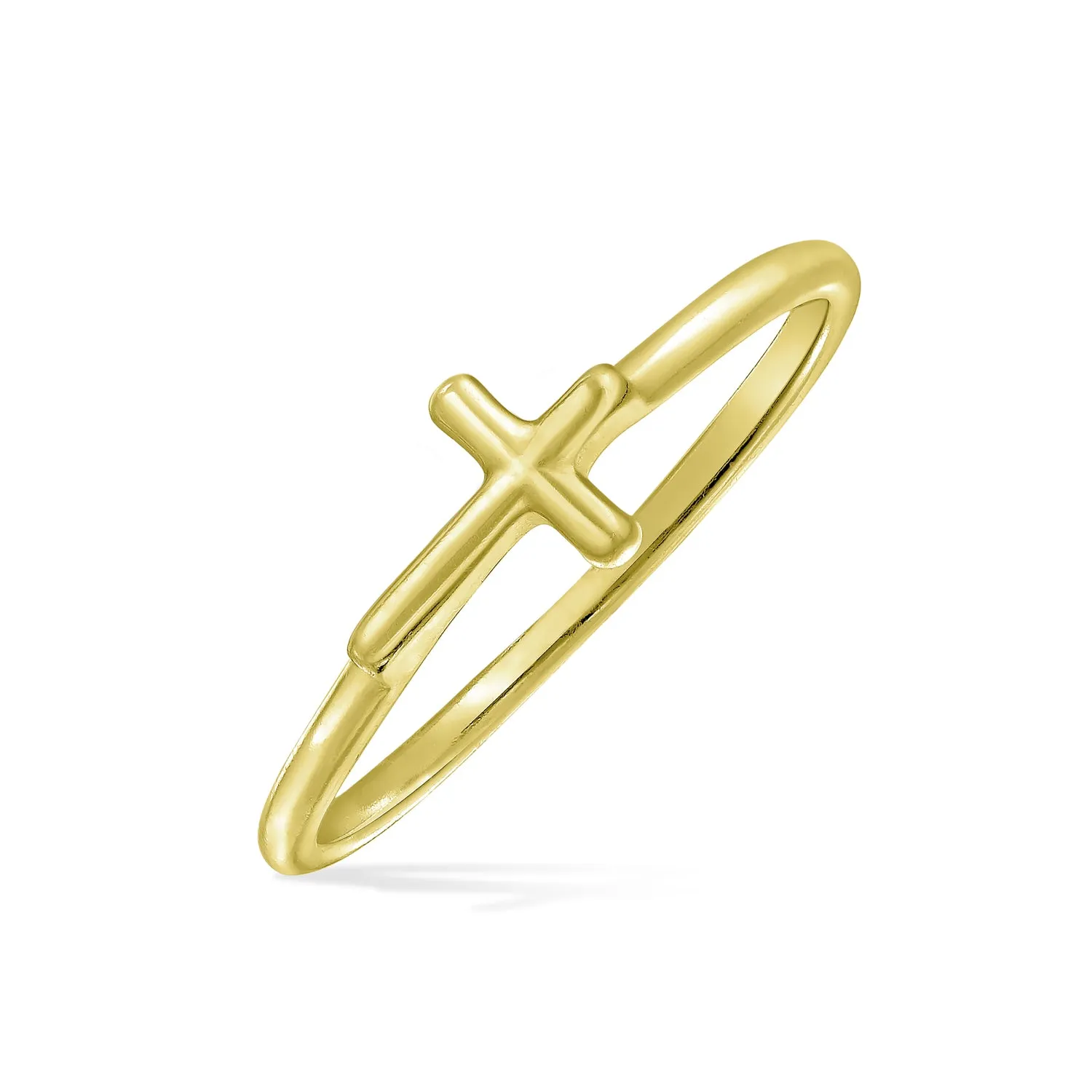 Delicate Midi Knuckle Thin 1MM Band Side Cross Ring Sterling Silver