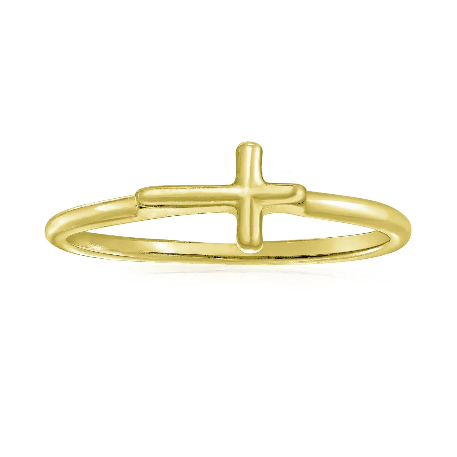 Delicate Midi Knuckle Thin 1MM Band Side Cross Ring Sterling Silver