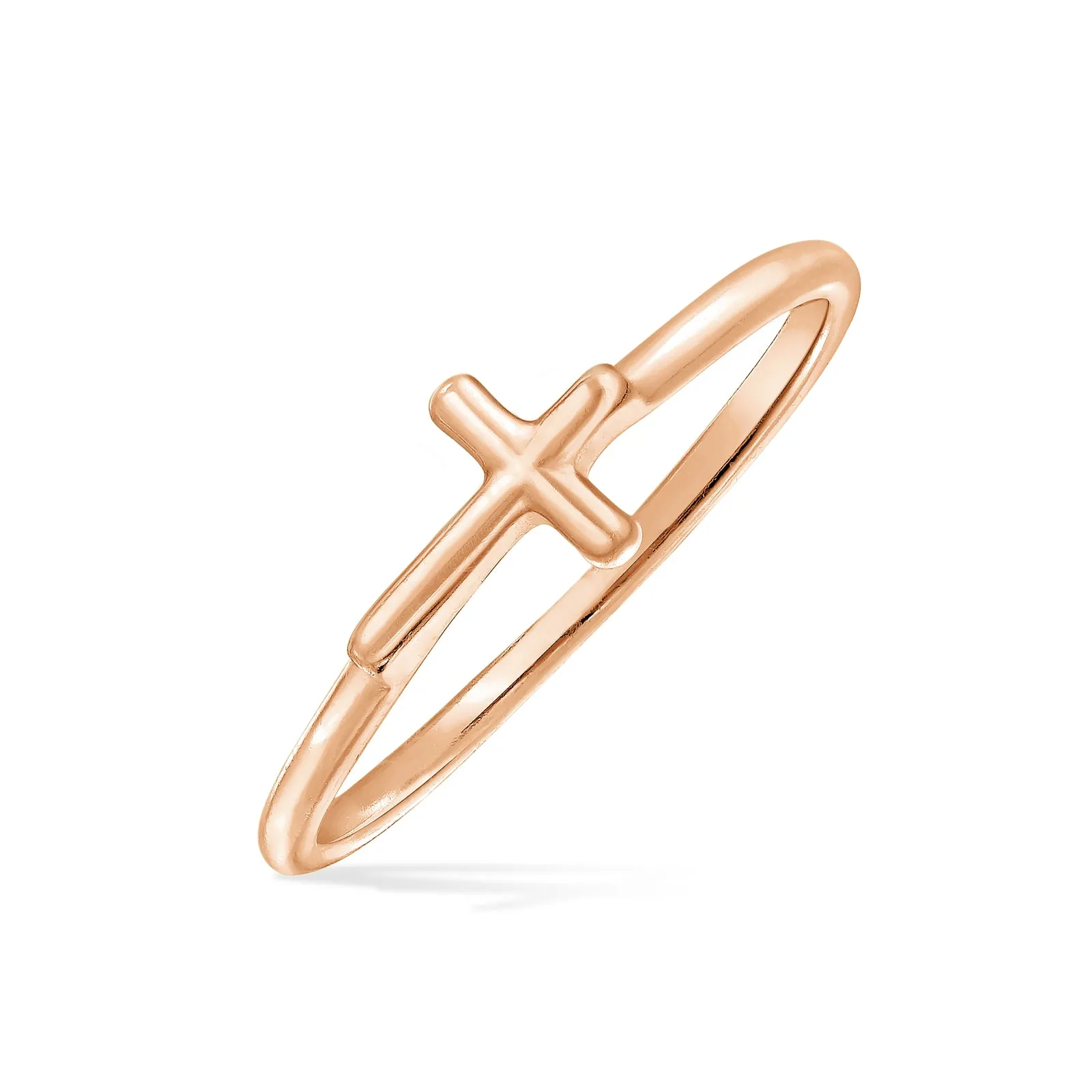 Delicate Midi Knuckle Thin 1MM Band Side Cross Ring Sterling Silver