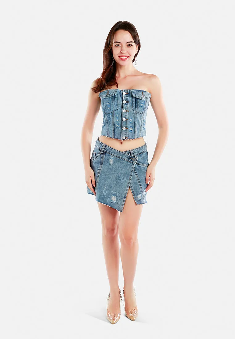 Denim Corset Tube Top